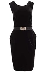 Polyester/Spandex/Velvet Sheath Belted  Dress With a Sash 
