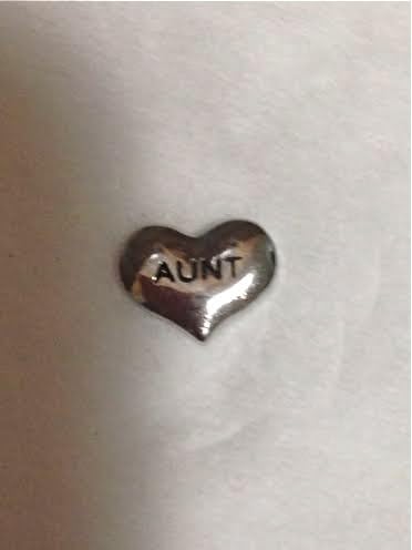 Silver AUNT Heart Floating Charm