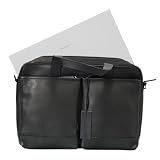 BACCINI borsa a tracolla portatile MARCO: messenger bag portatile lavoro artigianale - saccoccia vera pelle nero (47 x 31 x 9 cm)