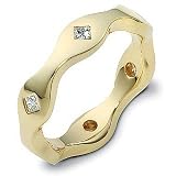 Ladies Designer 14 Karat Yellow Gold Diamond Wedding Band