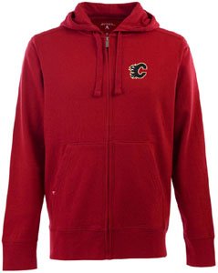 Antigua Men's NHL Calgary Flames Signature Hood Long Sleeve Full-Zip Fleece, Dark Red, XX-Large