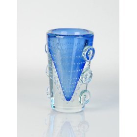 o Cobalt Blue Hand Blown Art Glass Vase L135