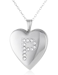Momento Lockets Silver Swarovski Crystal Initial P Locket Necklace, 18"