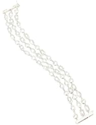 CZ by Kenneth Jay Lane "Classic Cubic Zirconia" Rhodium-Plated Multi-Shape Bezel Triple Bracelet