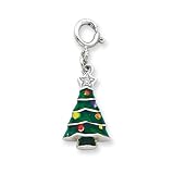 Sterling Silver CZ & Enameled Christmas Tree Charm