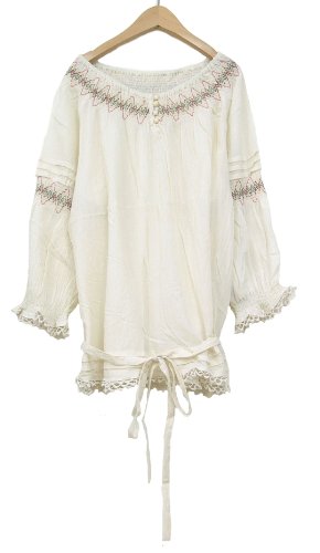 シャツ ブラウス 綿100％ レース 刺繍 レディース トップス 7分袖