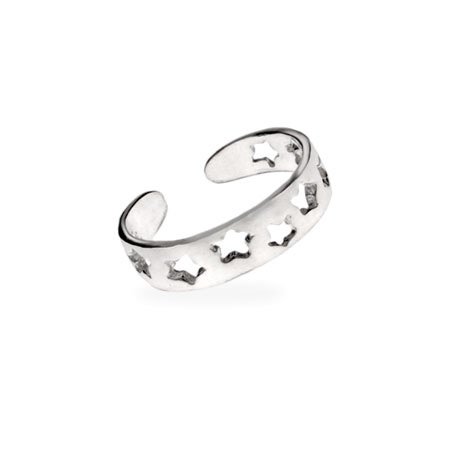Eve's Addiction Sterling Silver Band of Stars Toe Ring