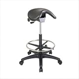 Backless Stool with Saddle Seat and Adjustable Seat (Height Adjustment 25 to 35)