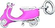 Sterling Silver Pink Enamel Motor Scooter Charm