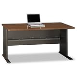 Bush Business Furniture Series A Administrative Configuration, Overall 7-Foot 4-Inch by 7-Foot 4-Inch, Walnut Finish