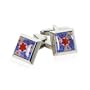 Millefiore Venetian Glass Square Silver Cufflinks