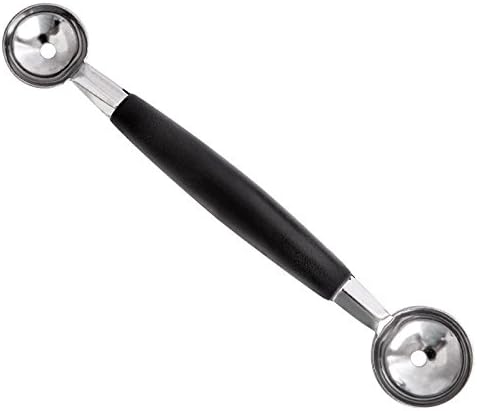 Dig Spoon Scoop,Stalinless Steel Double End Melon Ballers Fruit Spoon Ice Cream Dessert Sorbet (Black)