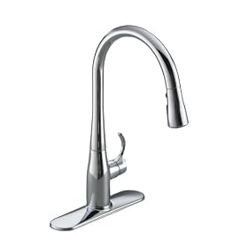 KOHLER K-596-CP Simplice Single-Hole Pull-down Kitchen Faucet, Polished Chrome