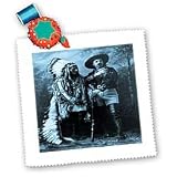 Sitting Bull and Buffalo Bill 1895 Cyan - 10x10 Quilt Square