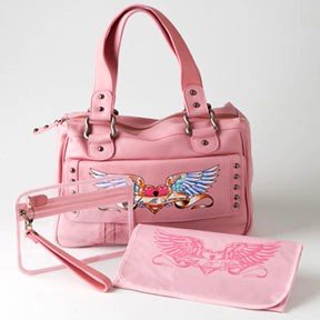Rock N Moms~ Breckin's Pink Leather Diaper Bag