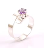 Hanfords of London Amethyst & Silver Handmade Split Ring (Size 13.5). Birthstone for Pisces & February.