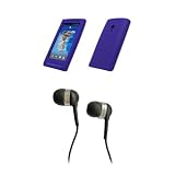 Sony Ericsson Xperia X10 Purple Silicone Skin Case Cover Cell Phone Protector + Black 3.5mm Stereo Hands-free Headphones for Sony Ericsson Xperia X10
