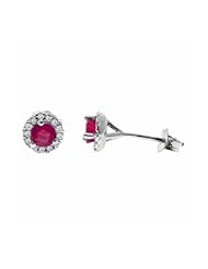 Ruby Sterling Silver Ladies Earrings