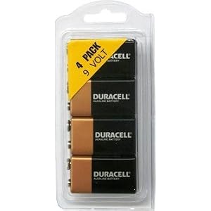 9 Volt Duracell Alkaline Batteries Coppertop 4 Pack MN1604, Long Time