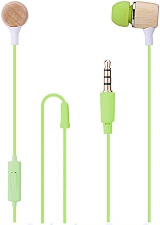 Wood Earbuds with Microphone and Remote - Corded Headset, Premium Genuine Wood In-ear Noise-isolating Headphones with Mic, Best Earphones for iPhone Android Phone Tab etc