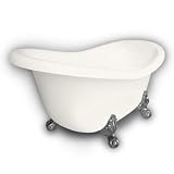 American Bath Factory B1-1600-BB-DM3-M2-15-SN Princess Slipper Clawfoot Bathtub in Bisque, Ball and