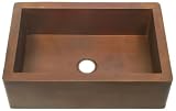 Smooth Copper Kitchen Sink - Copper Apron Front Farmhouse Kitchen Sink - Single Bowl 36 XL non-hamm