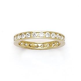 Solid 14K Yellow Gold Cubic Zirconia Eternity Toe Ring - Size 4 by Body Candy