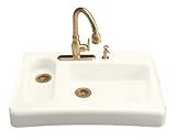 IMAGE OF Kohler K-6536-4-96 Assure Barrier-Free Tile-In/Undercounter Kitchen Sink with Four-Hole Faucet Drilling, Biscuit