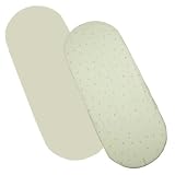 Pack of 2 Fitted Cotton Moses Basket Sheets - Cream & Cream Moon & Stars