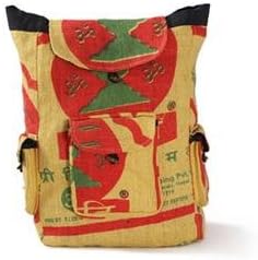 Recycled Rice Bag with 3 Pockets Backpack "C" by Earth Divas