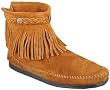 Minnetonka Womens Hi Top Back Zip Boot Tan Suede Casual