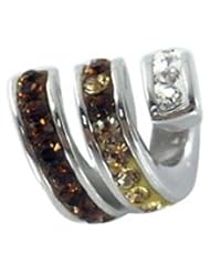 Genuine Zable (TM) Product. 925 Sterling Silver Spiral Bead with Chocolate Crystals Charm. 100% Satisfaction Guaranteed.