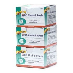 SportingGoods: BD Alcohol Swabs   3 Boxes of 100 Count Foil Wrapped Swabs