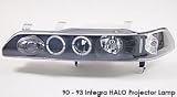 90 - 93 Integra One Piece Projector JDM Black Housing with Halo LED Angel Eye