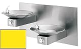 Garden Water Features & Outdoor Fountains item: Haws 1011-YELLOW Yellow Hi-Lo Barrier-Free, Wall Mounted, Dual Stainless Steel Drinking Fountains with Back Panel. 1011