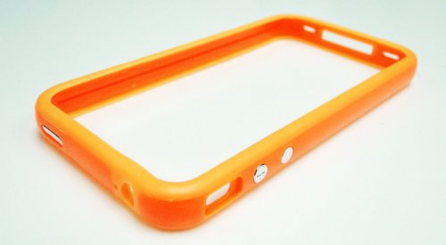 Bumper Case for Apple iPhone4 - Bumper with chrome buttons for volume and power - Orange