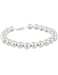 Silvertone 8mm Bead Bracelet, 7.5"
