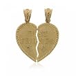 Best Friends Heart Pendant in Solid 14kT Yellow Gold 