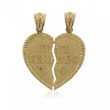14K Yellow Gold Heart Pendant Best Friends - 2 Pendants