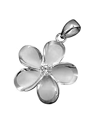 925 Silver 15mm Plumeria Pendant Hawaiian Silver Jewelry