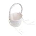 Artwedding Rhinestoned Embroidery Satin Flower Basket with Ribbon, Ivory