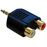 2x RCA Phono Female to 1x 3.5mm Male Jack Audio Adapter