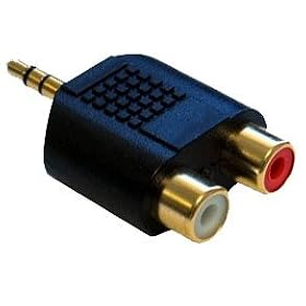 2x RCA Phono Female to 1x 3.5mm Male Jack Audio Adapter