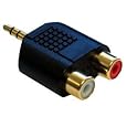 2x RCA Phono Female to 1x 3.5mm Male Jack Audio Adapter
