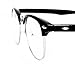 Clubmaster Glossy Black Half Frame Wayfarer Nerd Glasses Clear Lens - Free Pouch