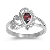 Sterling Silver Baby Ring with Garnet CZ - 2mm Band Width - 10mm Face Height - Sizes: 1-5
