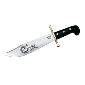 Case Cutlery 00311 Bowie Knife with Fixed Stainless Steel Blade Genuine Leather Sheath Jet Black Synthetic
