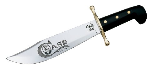Case Cutlery 00311 Bowie Knife with Fixed Stainless Steel Blade Genuine Leather Sheath Jet Black Synthetic On Sale