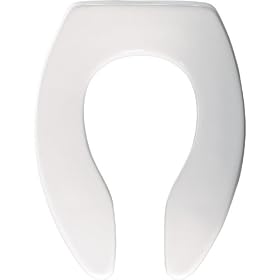 Church 9500SSC White elongated open front plastic toilet seat less cover with self-sustaining hinge