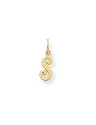 Solid 14k Yellow Gold Solid Initial S Charm